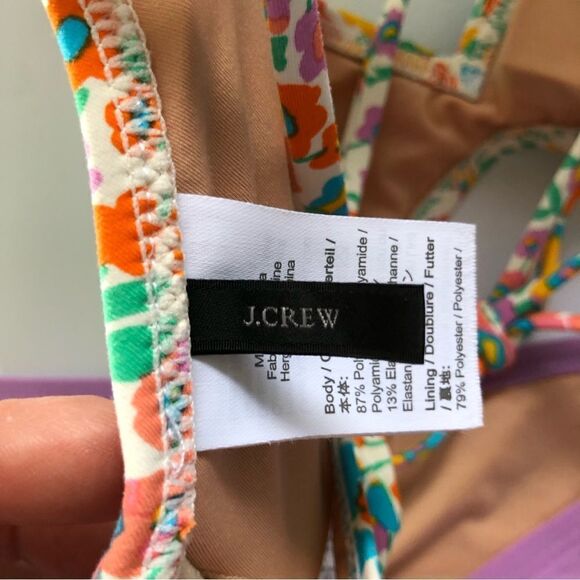 J Crew Bikini Top/Bottom Rainbow Bloom Matching Solid Lilac Bottoms Med/Small - Picture 8 of 13
